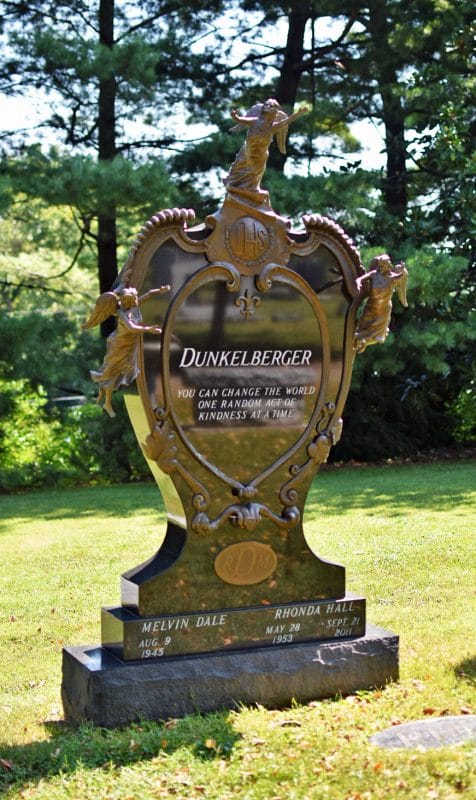 Dunkelberger Memorial with Black Granite and Beautiful Bronze Art